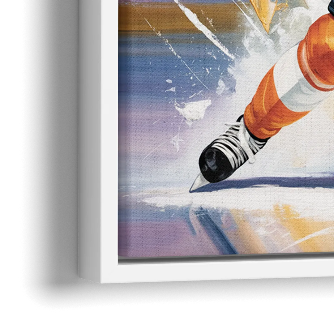 Philadelphia Flyers Dynamic Impressionistic Hockey Art - Close-Up White Frame Canvas