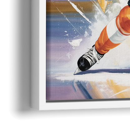 Philadelphia Flyers Dynamic Impressionistic Hockey Art - Close-Up White Frame Canvas