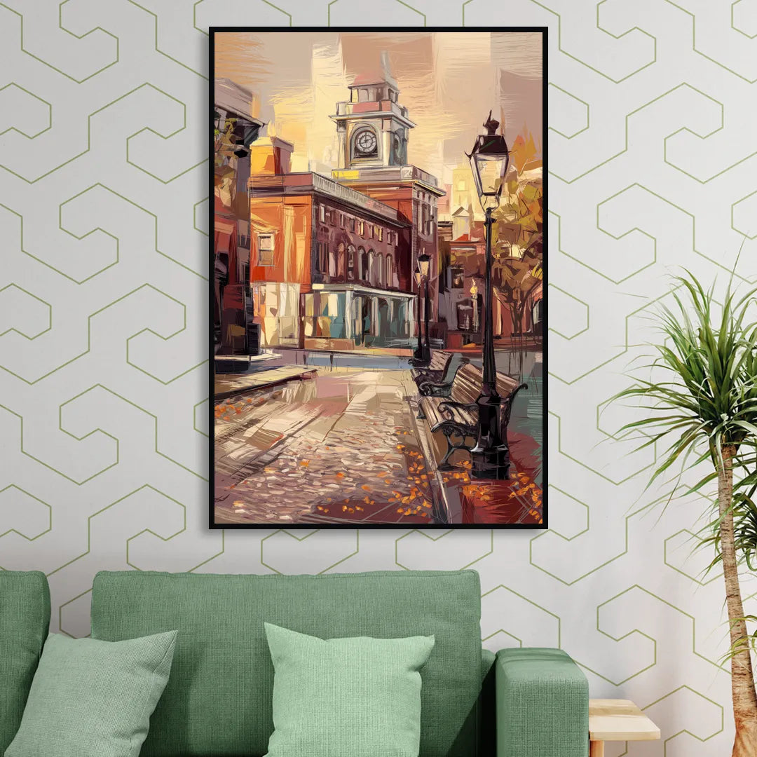 Philadelphia Historic District Sitting Room - Black Canvas Wall Art