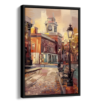 Philadelphia Historic District Side - Black Canvas Wall Art