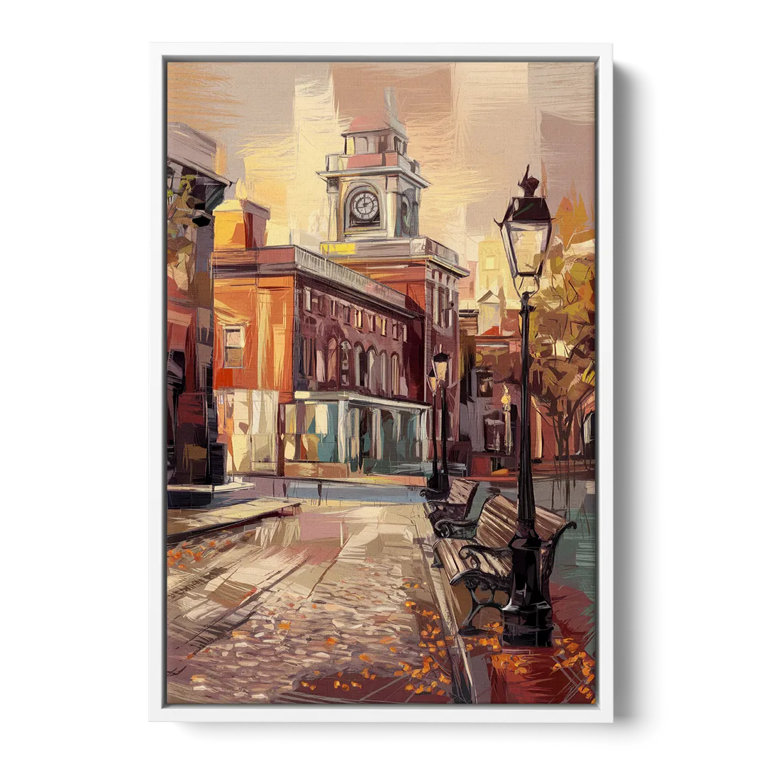 Philadelphia Historic District Front - White Canvas Wall Art