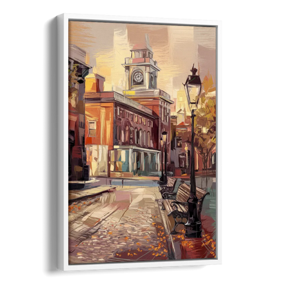 Philadelphia Historic District Side - White Canvas Wall Art