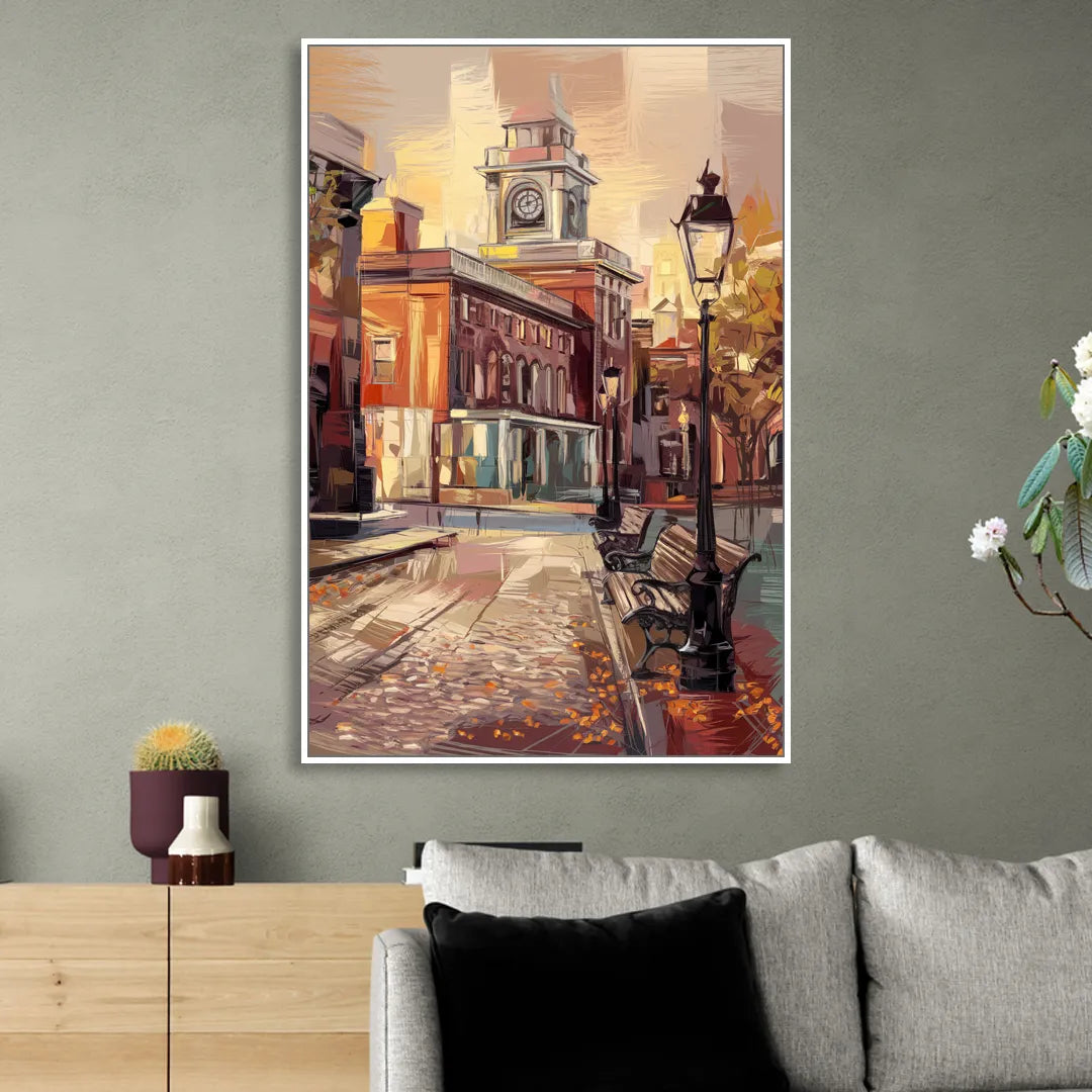 Philadelphia Historic District Sitting Room - White Canvas Wall Art
