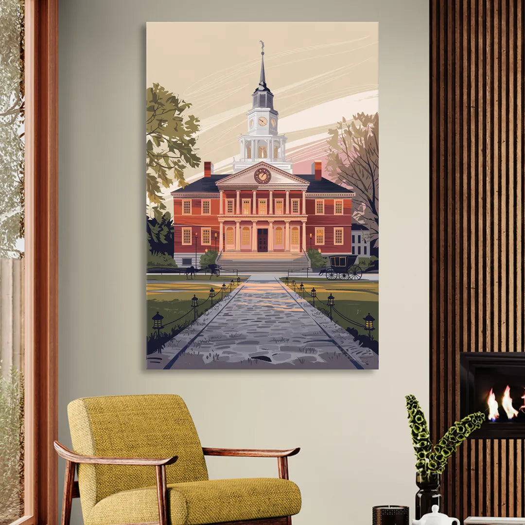 Philadelphia Independence Hall Sitting Room - Canvas Wall Art