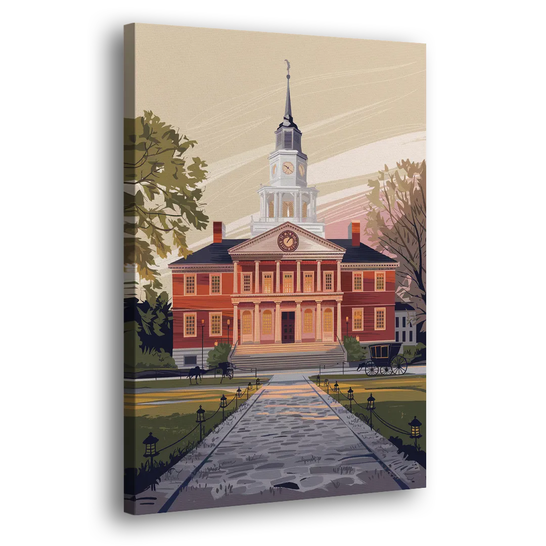 Philadelphia Independence Hall Side - Canvas Wall Art