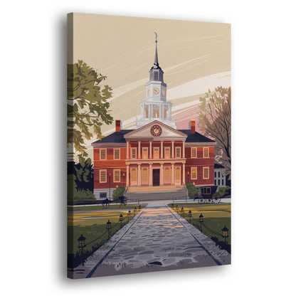 Philadelphia Independence Hall Side - Canvas Wall Art
