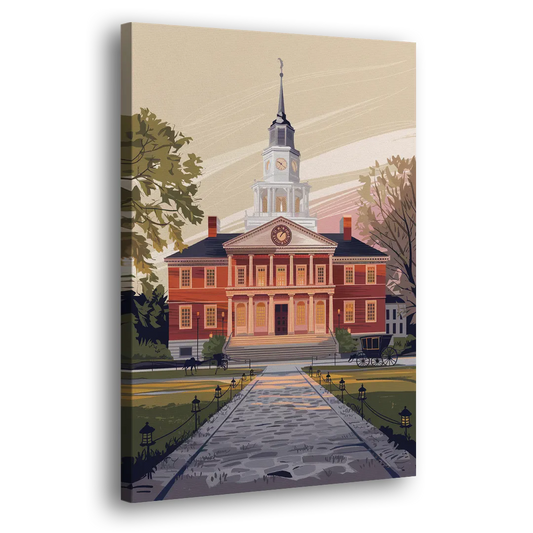Philadelphia Independence Hall Side - Canvas Wall Art