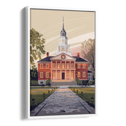 Philadelphia Independence Hall Side - White Canvas Wall Art