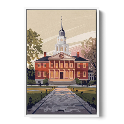 Philadelphia Independence Hall Front - White Canvas Wall Art