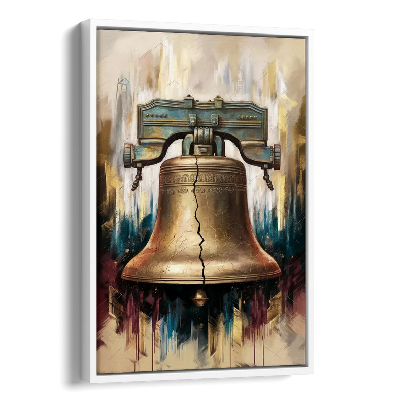 Philadelphia Liberty Bell Side - White Canvas Wall Art