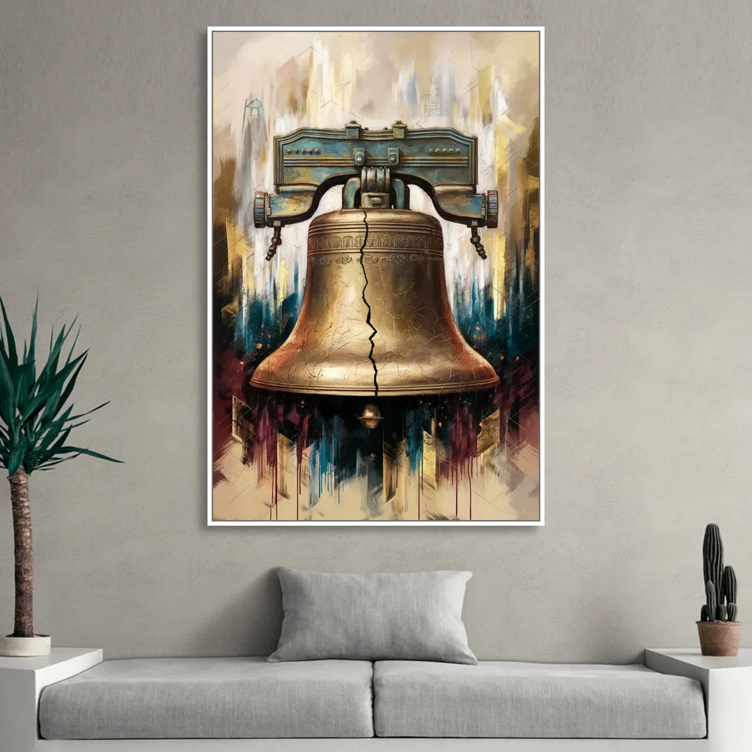 Philadelphia Liberty Bell Sitting Room - White Canvas Wall Art