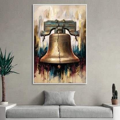 Philadelphia Liberty Bell Sitting Room - White Canvas Wall Art