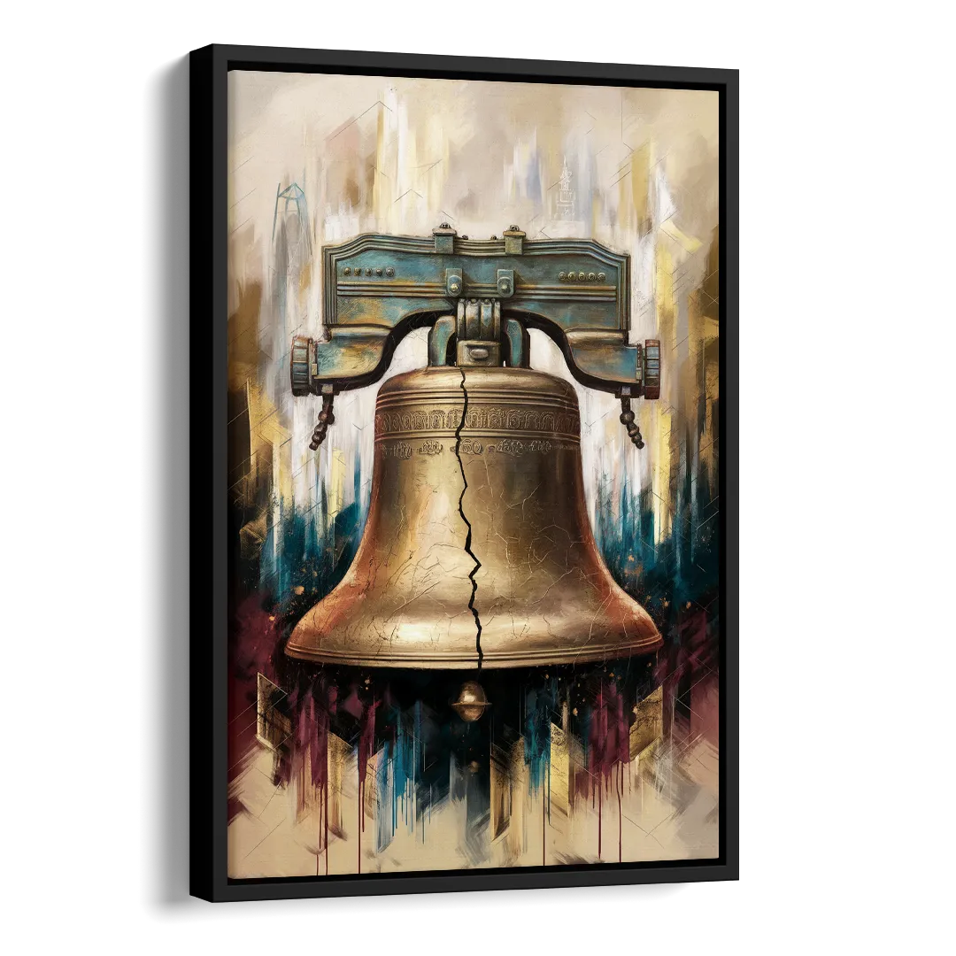 Philadelphia Liberty Bell Side - Black Canvas Wall Art