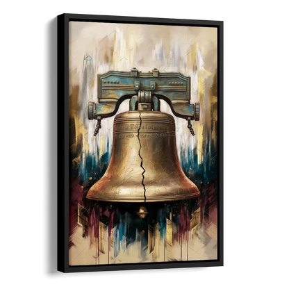 Philadelphia Liberty Bell Side - Black Canvas Wall Art