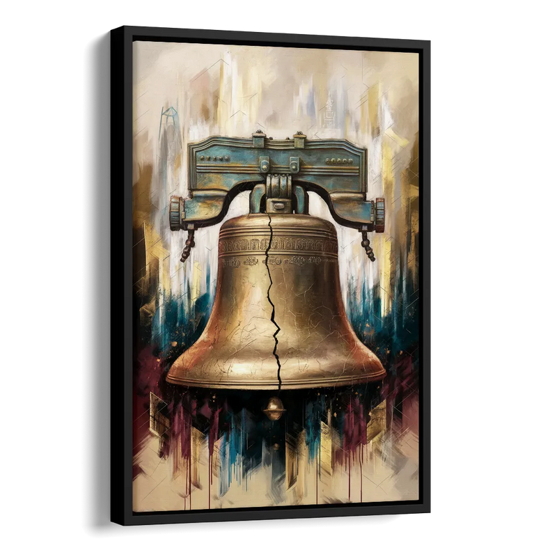 Philadelphia Liberty Bell Side - Black Canvas Wall Art