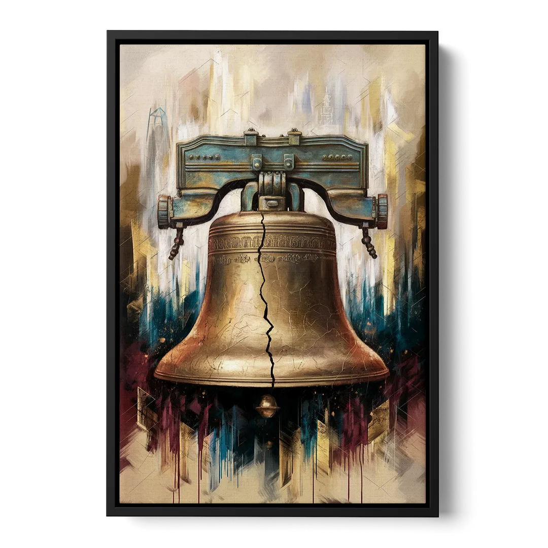 Philadelphia Liberty Bell Front - Black Canvas Wall Art