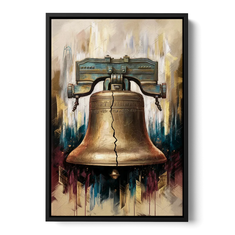 Philadelphia Liberty Bell Front - Black Canvas Wall Art