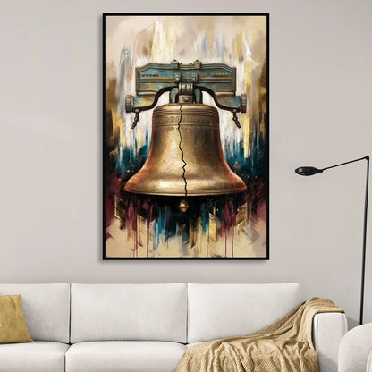 Philadelphia Liberty Bell Sitting Room - Black Canvas Wall Art