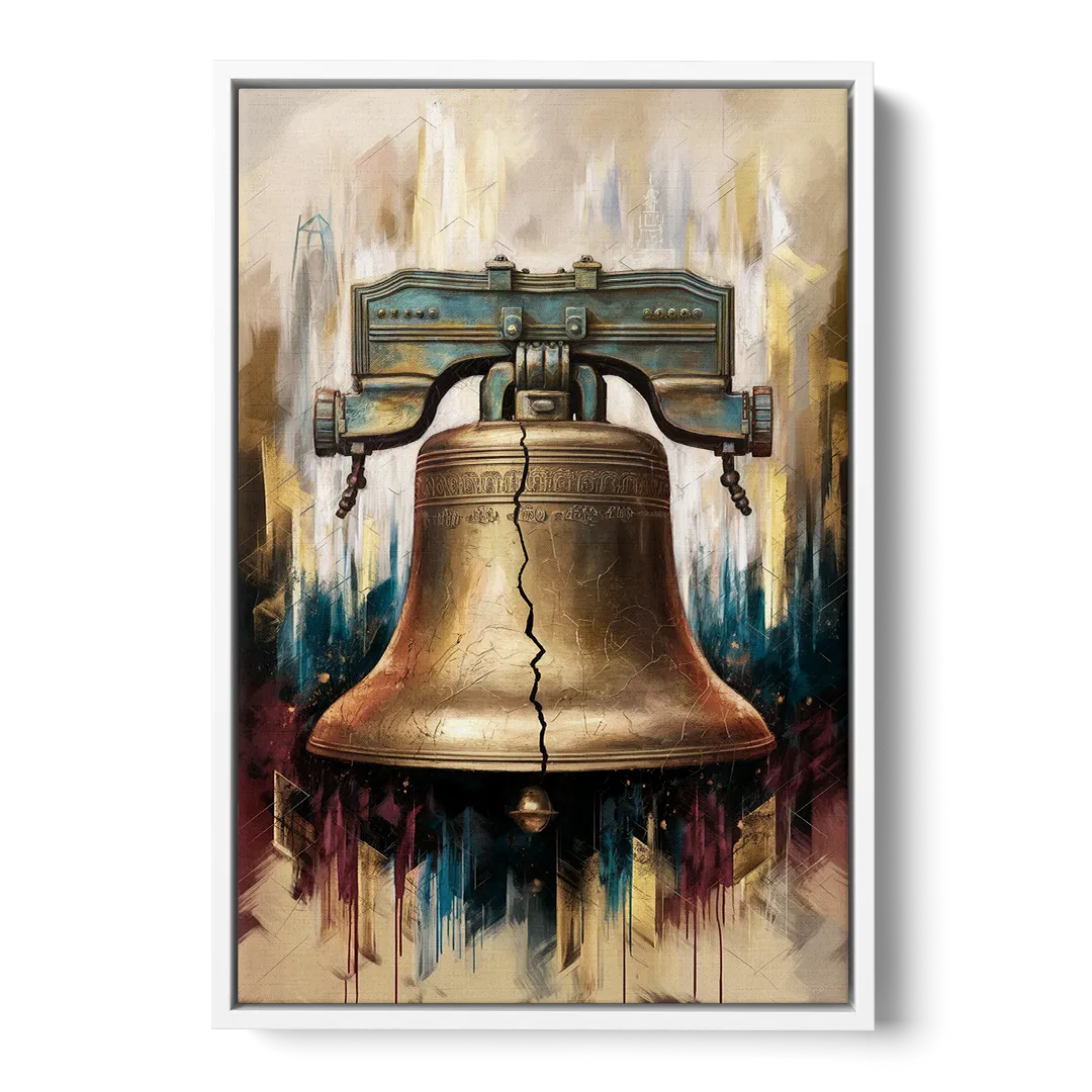 Philadelphia Liberty Bell Front - White Canvas Wall Art