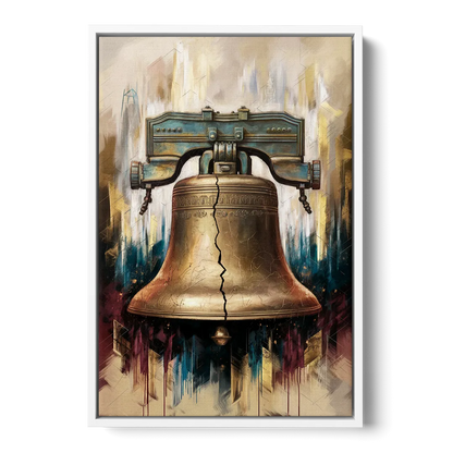 Philadelphia Liberty Bell Front - White Canvas Wall Art