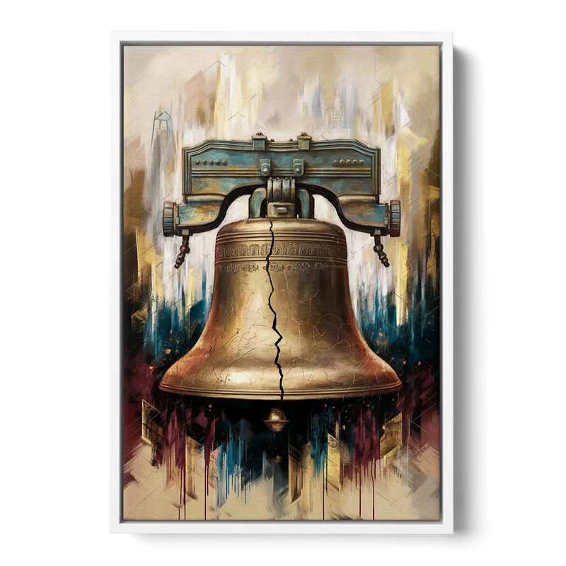 Philadelphia Liberty Bell Front - White Canvas Wall Art