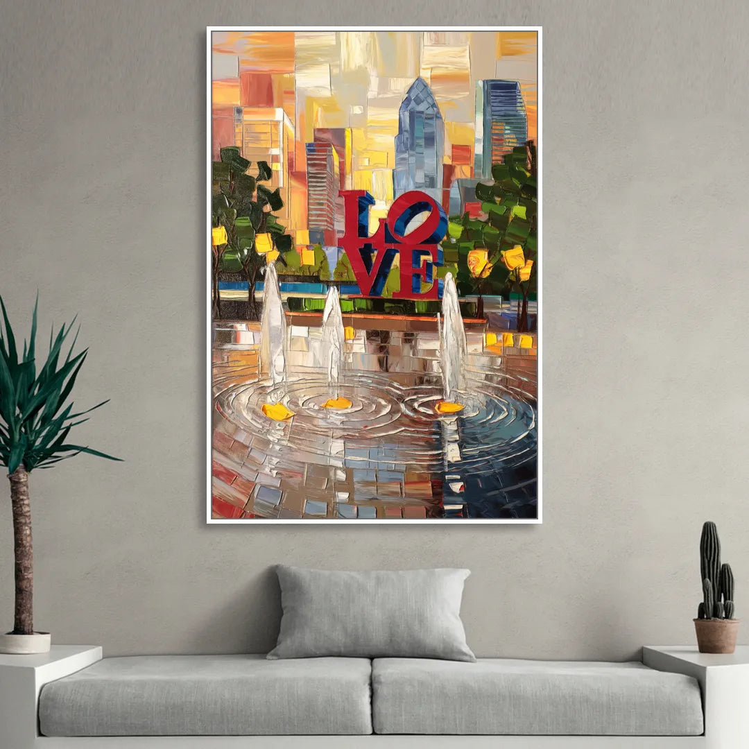Philadelphia Love Park Living Room - White Canvas Wall Art