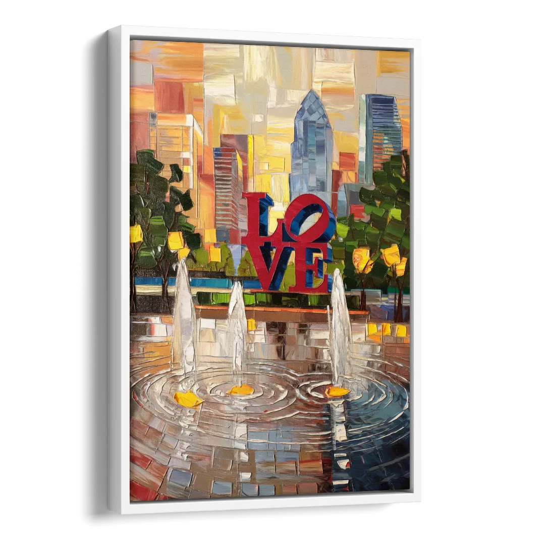 Philadelphia Love Park Side - White Canvas Wall Art