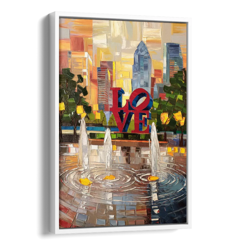 Philadelphia Love Park Side - White Canvas Wall Art