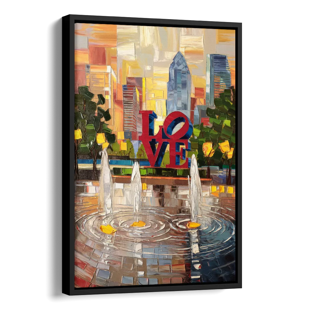 Philadelphia Love Park Side - Black Canvas Wall Art