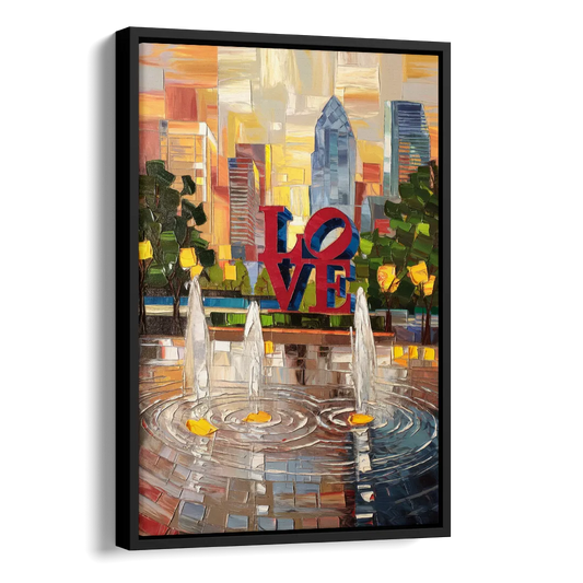 Philadelphia Love Park Side - Black Canvas Wall Art
