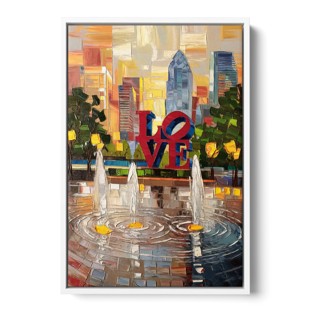 Philadelphia Love Park Front - White Canvas Wall Art