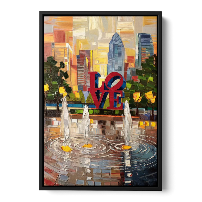 Philadelphia Love Park Front - Black Canvas Wall Art
