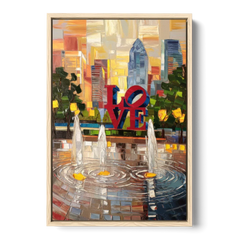 Philadelphia Love Park - Oak Framed Canvas Wall Art - Front