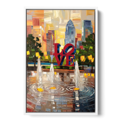 Philadelphia Love Park - White Framed Canvas Wall Art - Front