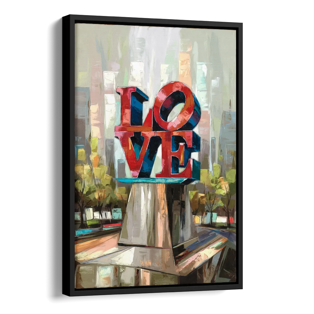 Philadelphia Love Sculpture Side - Black Canvas Wall Art