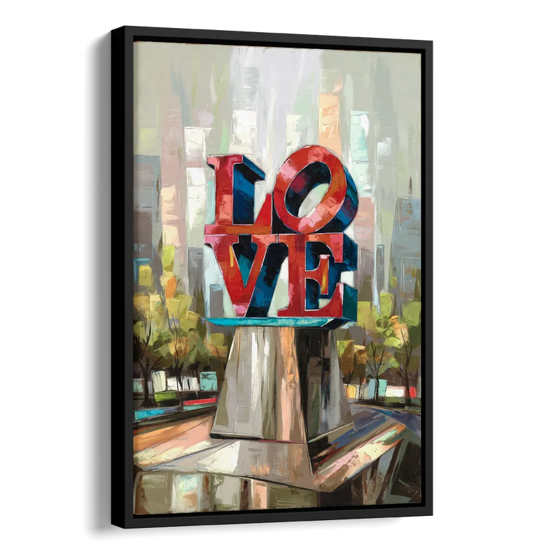Philadelphia Love Sculpture Side - Black Canvas Wall Art