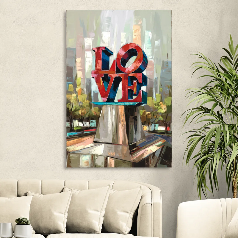 Philadelphia Love Sculpture Living Room - Canvas Wall Art