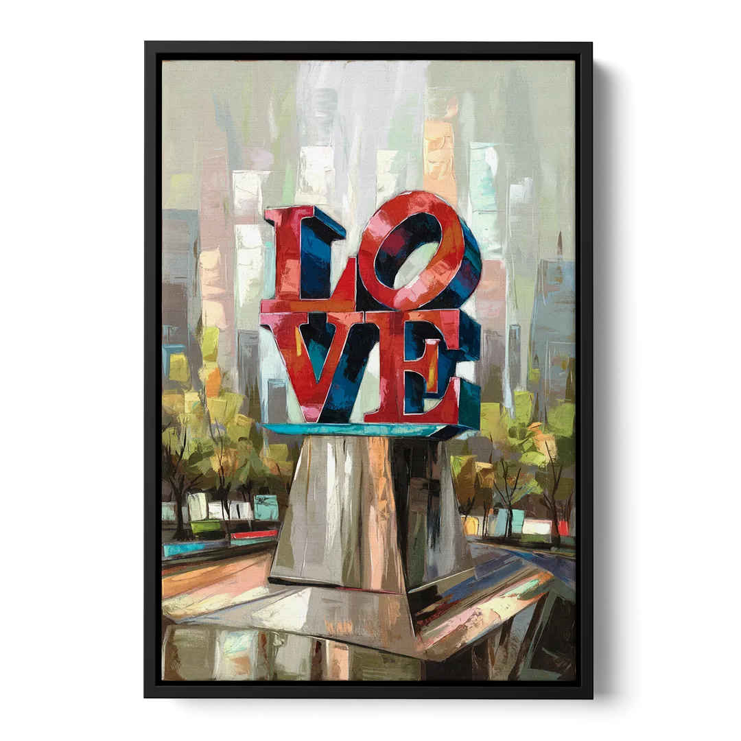 Philadelphia Love Sculpture Front - Black Canvas Wall Art