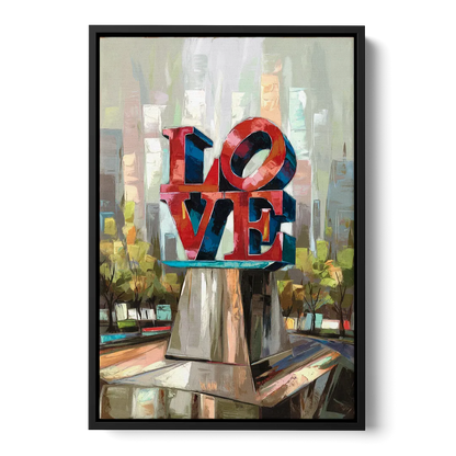 Philadelphia Love Sculpture Front - Black Canvas Wall Art