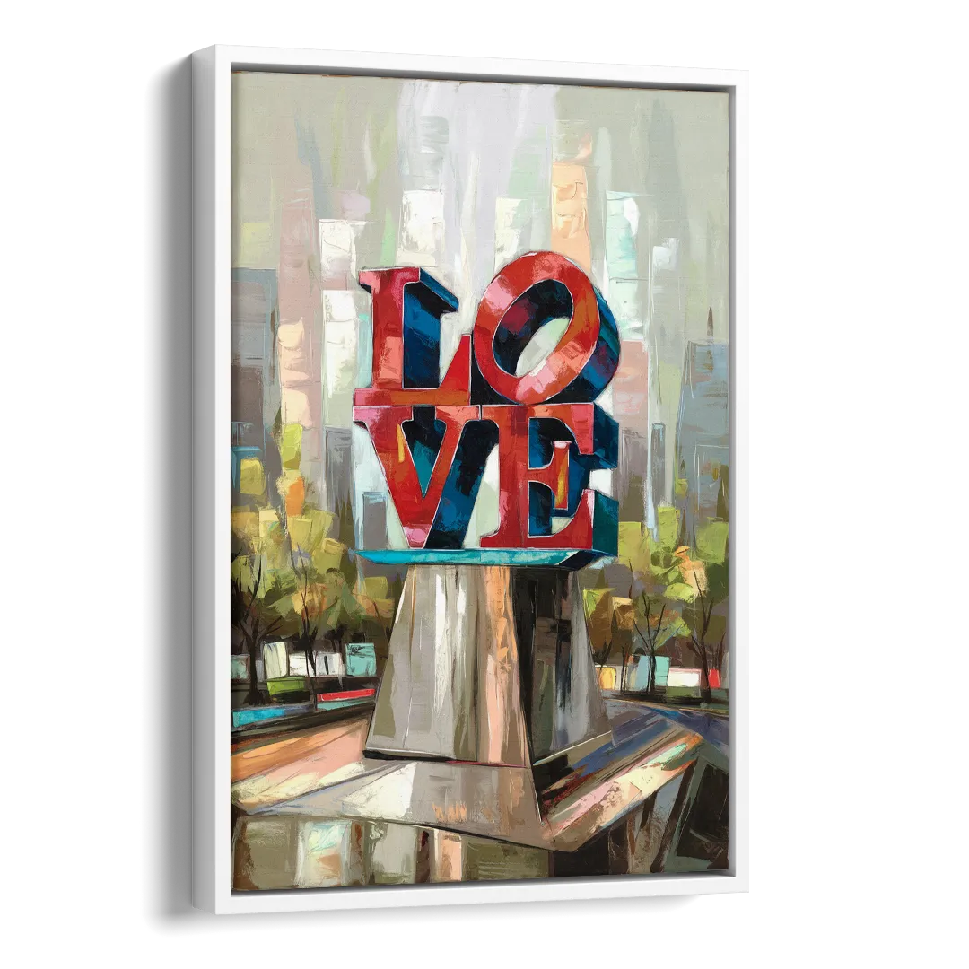 Philadelphia Love Sculpture Side - White Canvas Wall Art