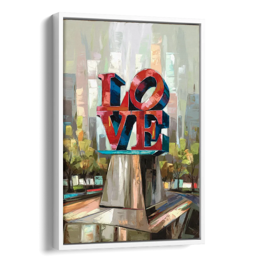 Philadelphia Love Sculpture Side - White Canvas Wall Art