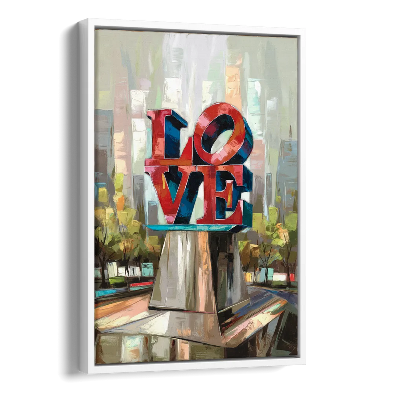 Philadelphia Love Sculpture Side - White Canvas Wall Art