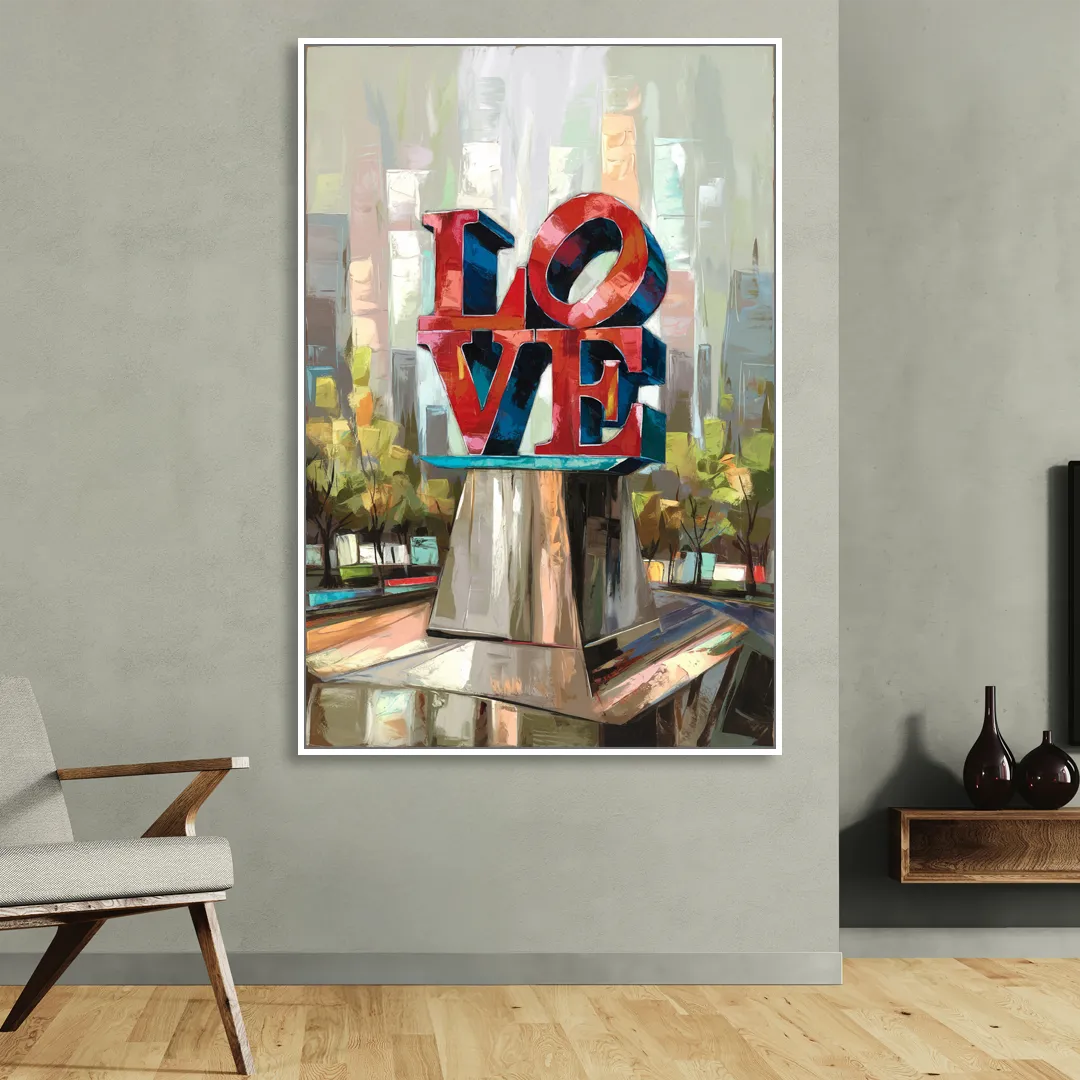 Philadelphia Love Sculpture Sitting Room - White Canvas Wall Art