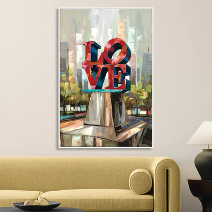 Philadelphia Love Sculpture Living Room - White Canvas Wall Art