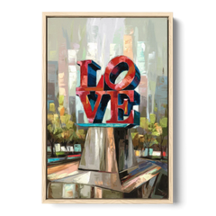 Philadelphia Love Sculpture - Oak Framed Canvas Wall Art - Front