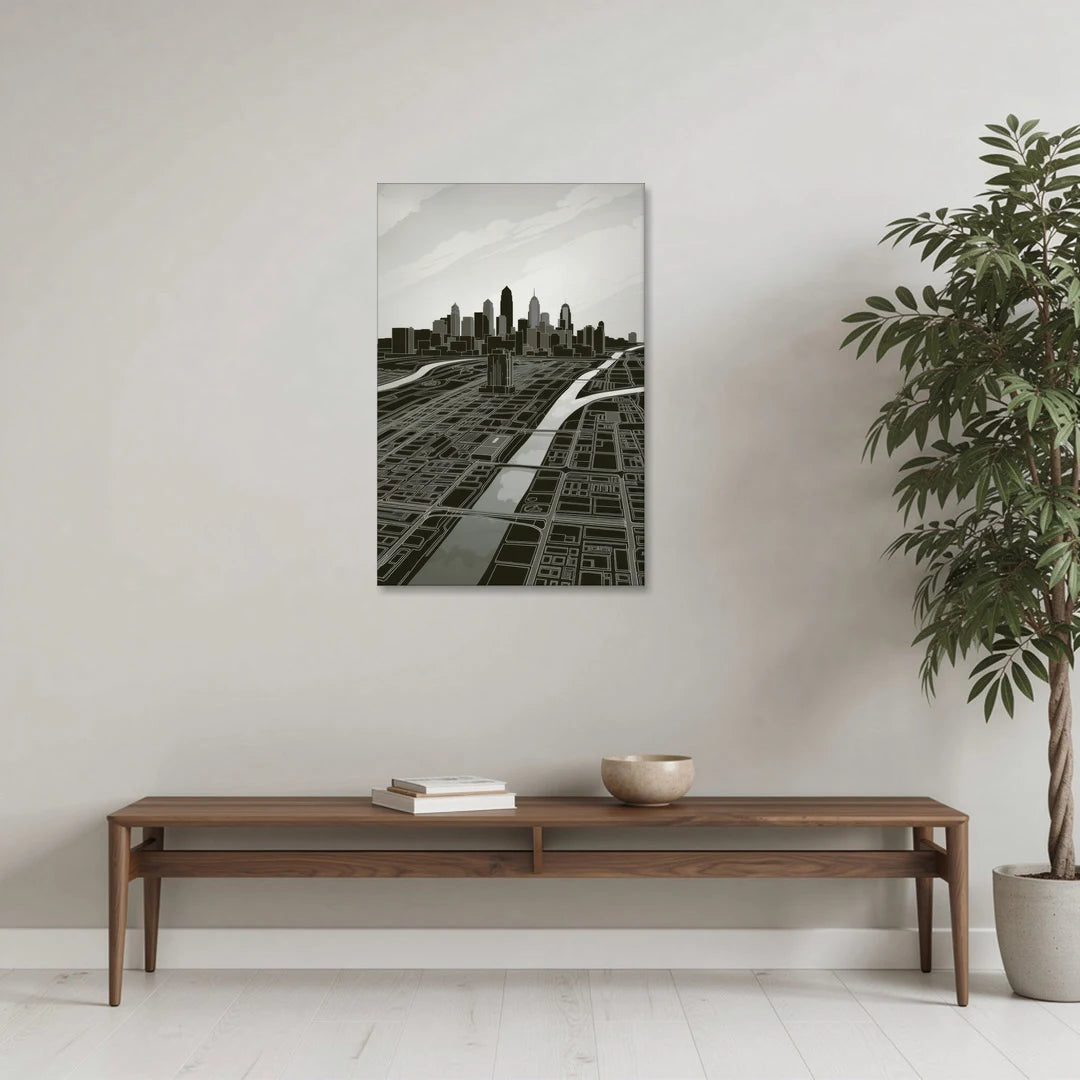 Philadelphia Map Design - Canvas Wall Art - Coffee Table - 24x36