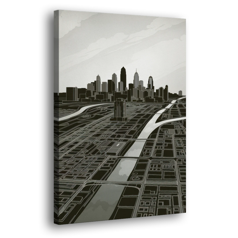 Philadelphia Map Design - Canvas Wall Art - Side