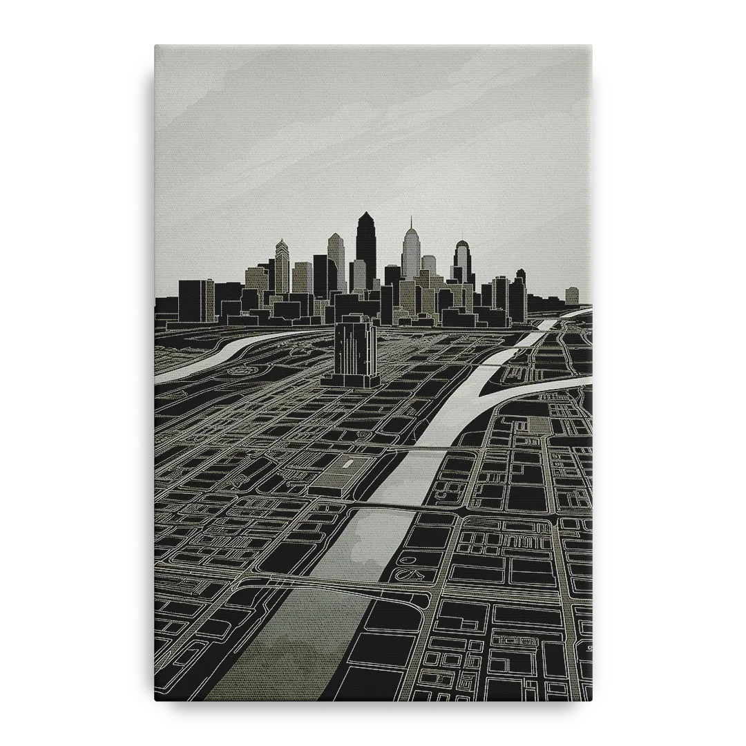 Philadelphia Map Design Front - Canvas Wall Art