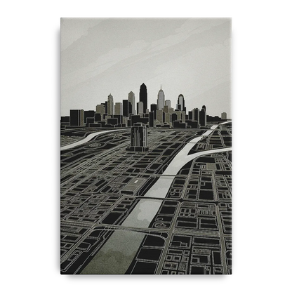 Philadelphia Map Design Front - Canvas Wall Art