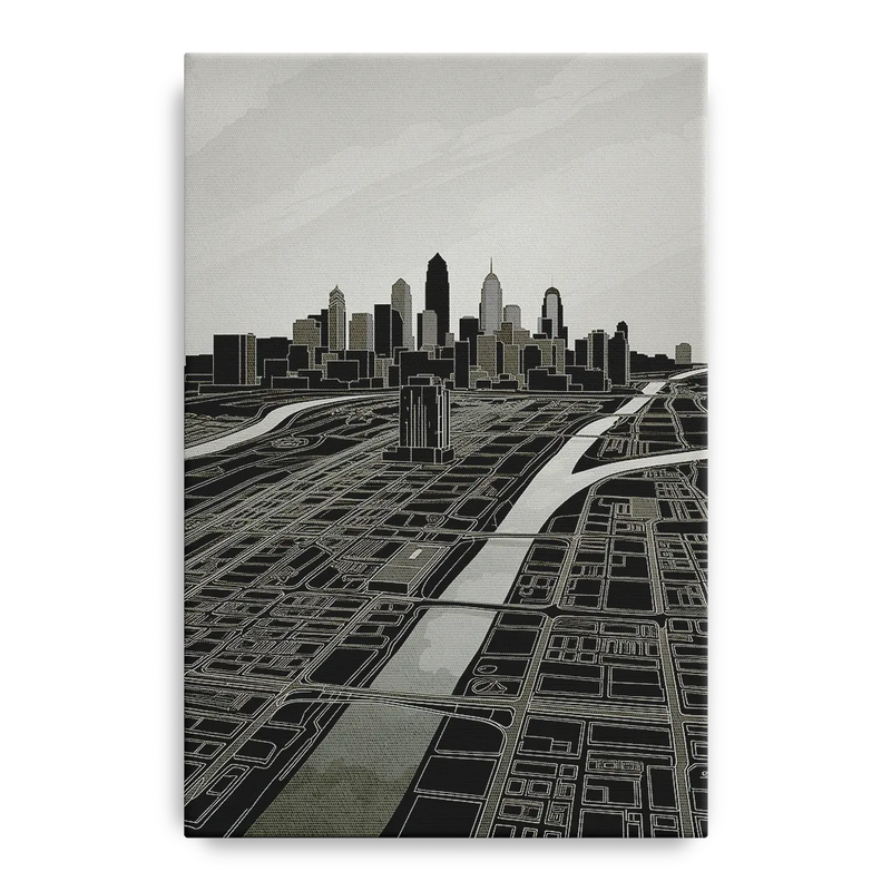 Philadelphia Map Design Front - Canvas Wall Art